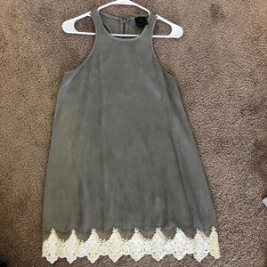 Suede Gray with White Lace Dress!